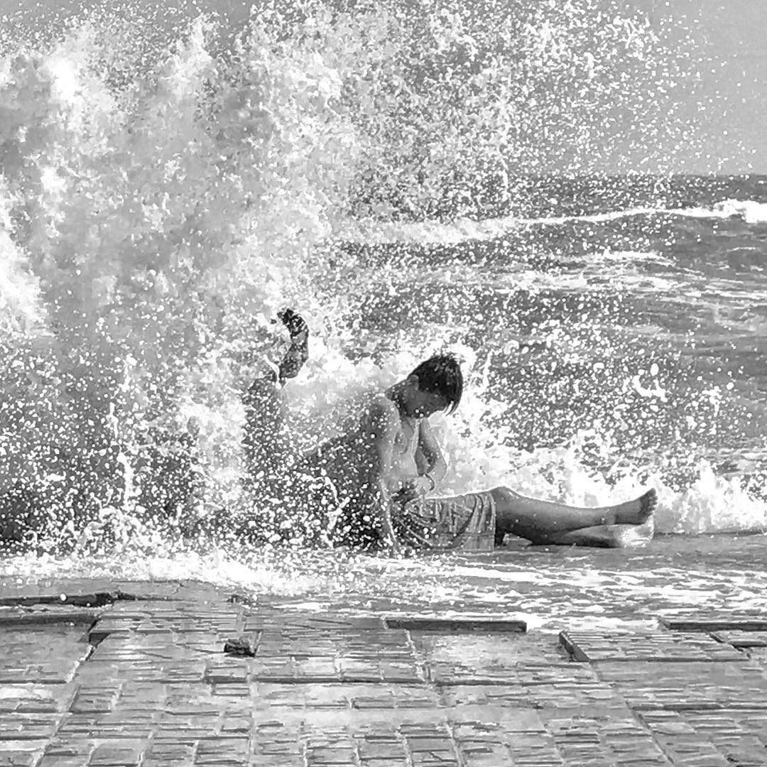 Splashing, a black-and-white fine art metal print